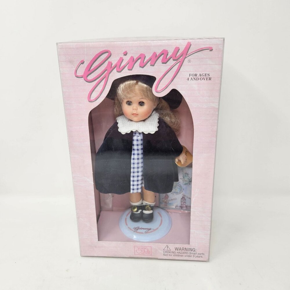 1995 Vogue Ginny Travel Doll Blue Velvet 8" Poseable W/Doll Stand NEW